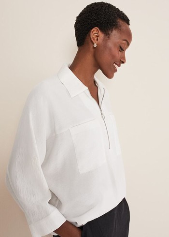 Phase Eight Cynthia Zip Front Shirts White Australia | JG5401368